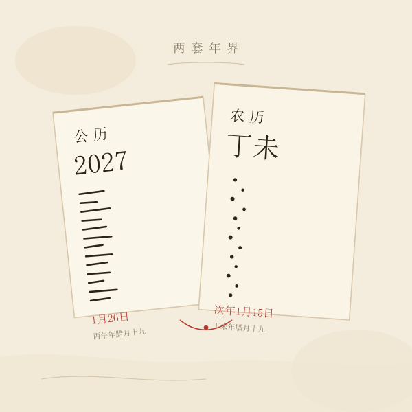公历2027与农历丁未年两页账的边界对照