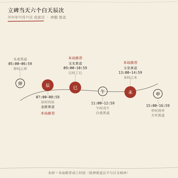 立碑当日卯至申六个辰次的流程时序