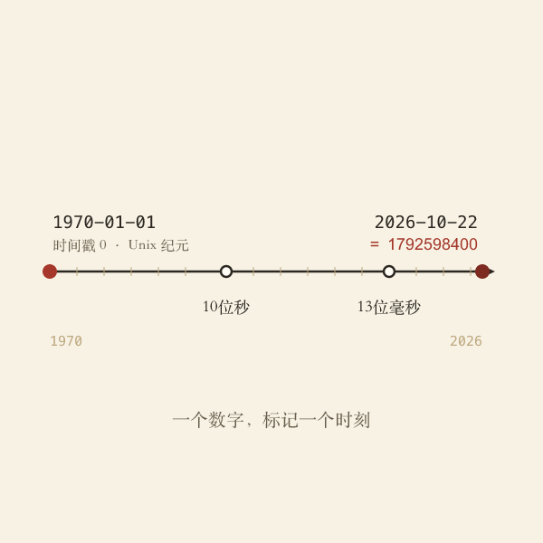 unix时间戳转换工具界面：粘贴秒级或毫秒级时间戳得到北京时间