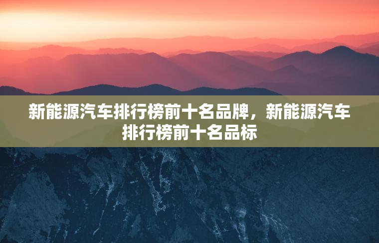 新能源汽车排行榜前十名品牌，新能源汽车排行榜前十名品标