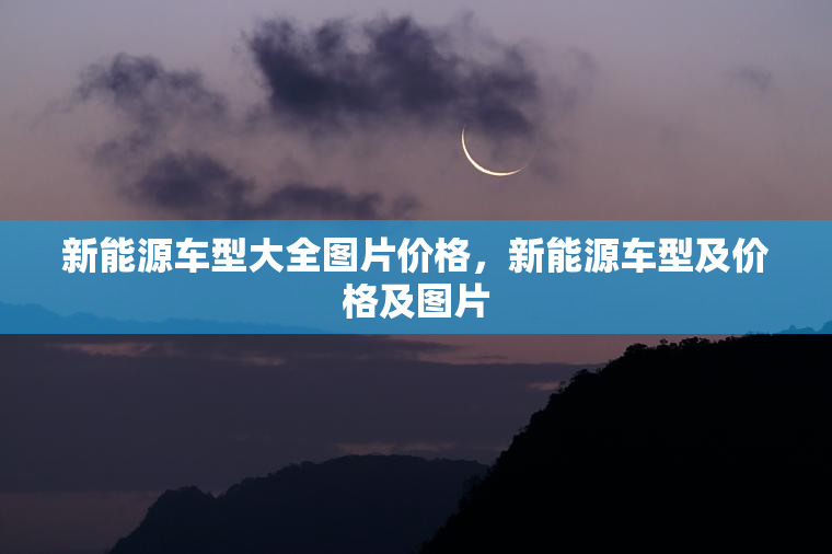 新能源车型大全图片价格，新能源车型及价格及图片