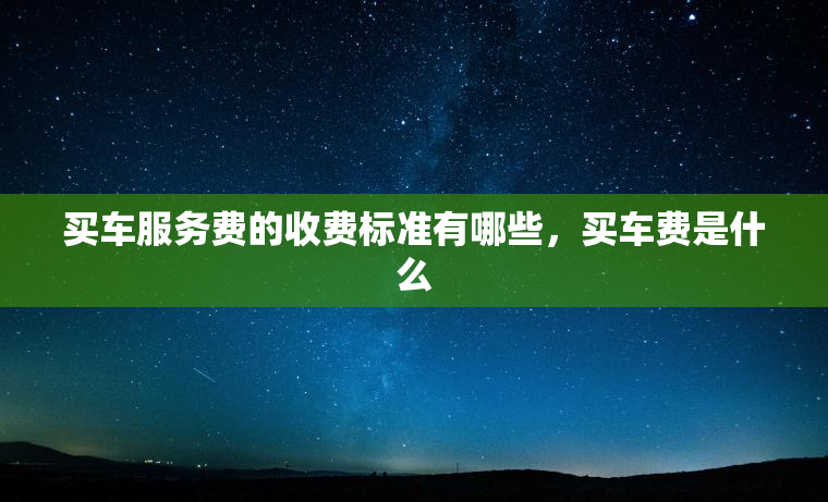买车服务费的收费标准有哪些，买车费是什么