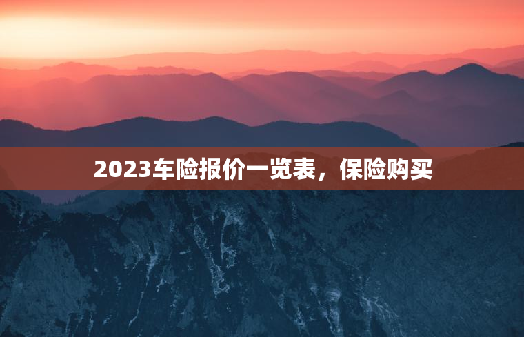 2023车险报价一览表，保险购买